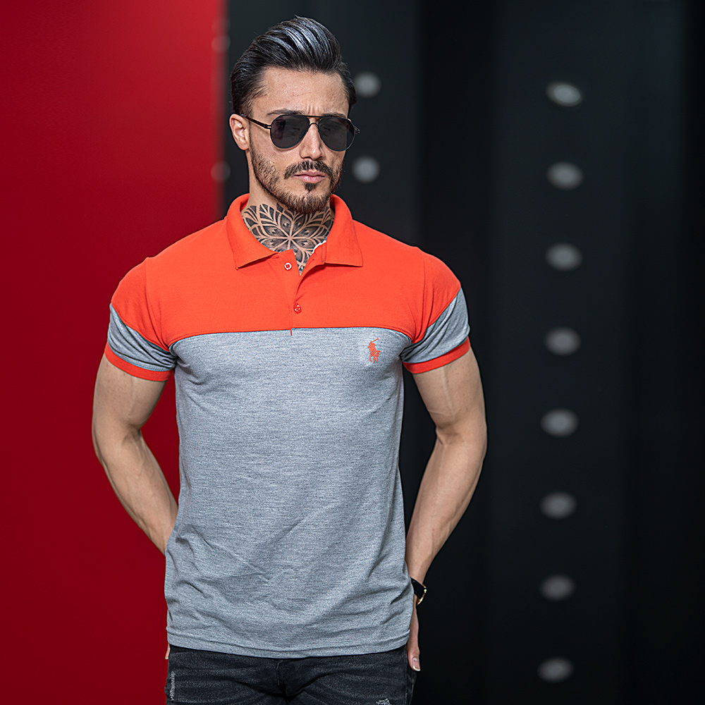 پولو شرت polo طوسی گلبهی